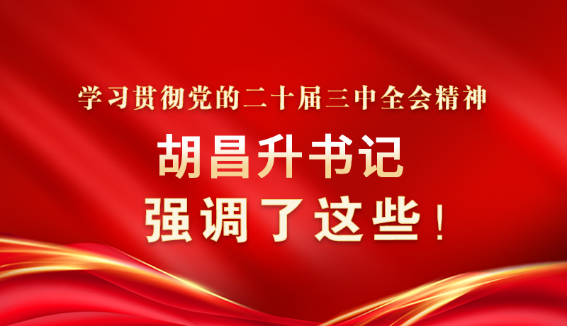 圖解|學(xué)習(xí)貫徹黨的二十屆三中全會(huì)精神 胡昌升書(shū)記強(qiáng)調(diào)了這些！